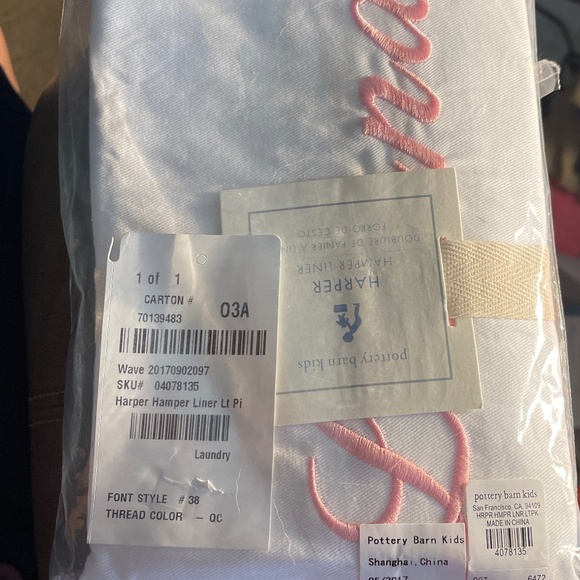 NEW Pottery Barn Hamper Basket Liner Harper  22X33.5 - Picture 1 of 2